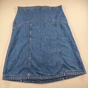 Old Navy Drapey Denim High-Rise Midi Skirt Blue A-Line 14 Cotton
